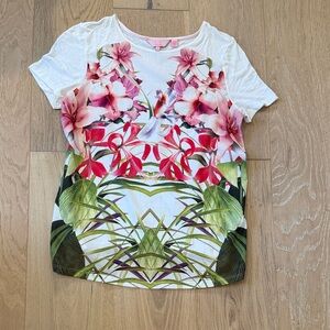 Ted Baker Tropical Floral Short Sleeve Women’s Tee size 1